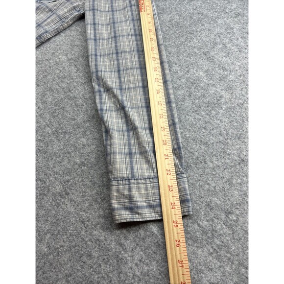 Wrangler Long Sleeve Woven Button Up Shirt Mens Size  Small Plaid Blue Slim Fit - Picture 10 of 15